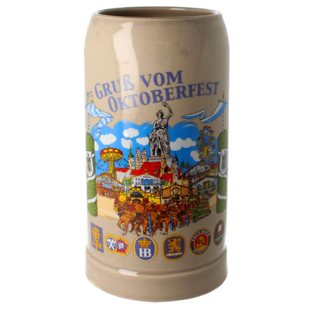 Steinkrug Oktoberfest in grau 1 Liter