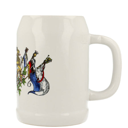 Bierkrug weiß 0,5 Liter Raute mit Fahne seitliche Ansicht