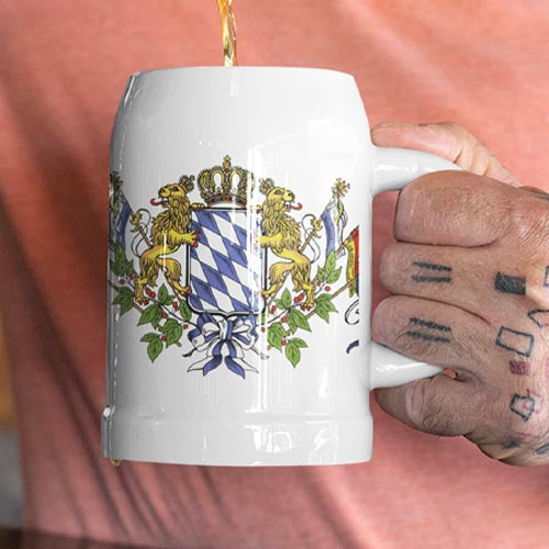 Bierkrug Bayern Raute mit Fahne