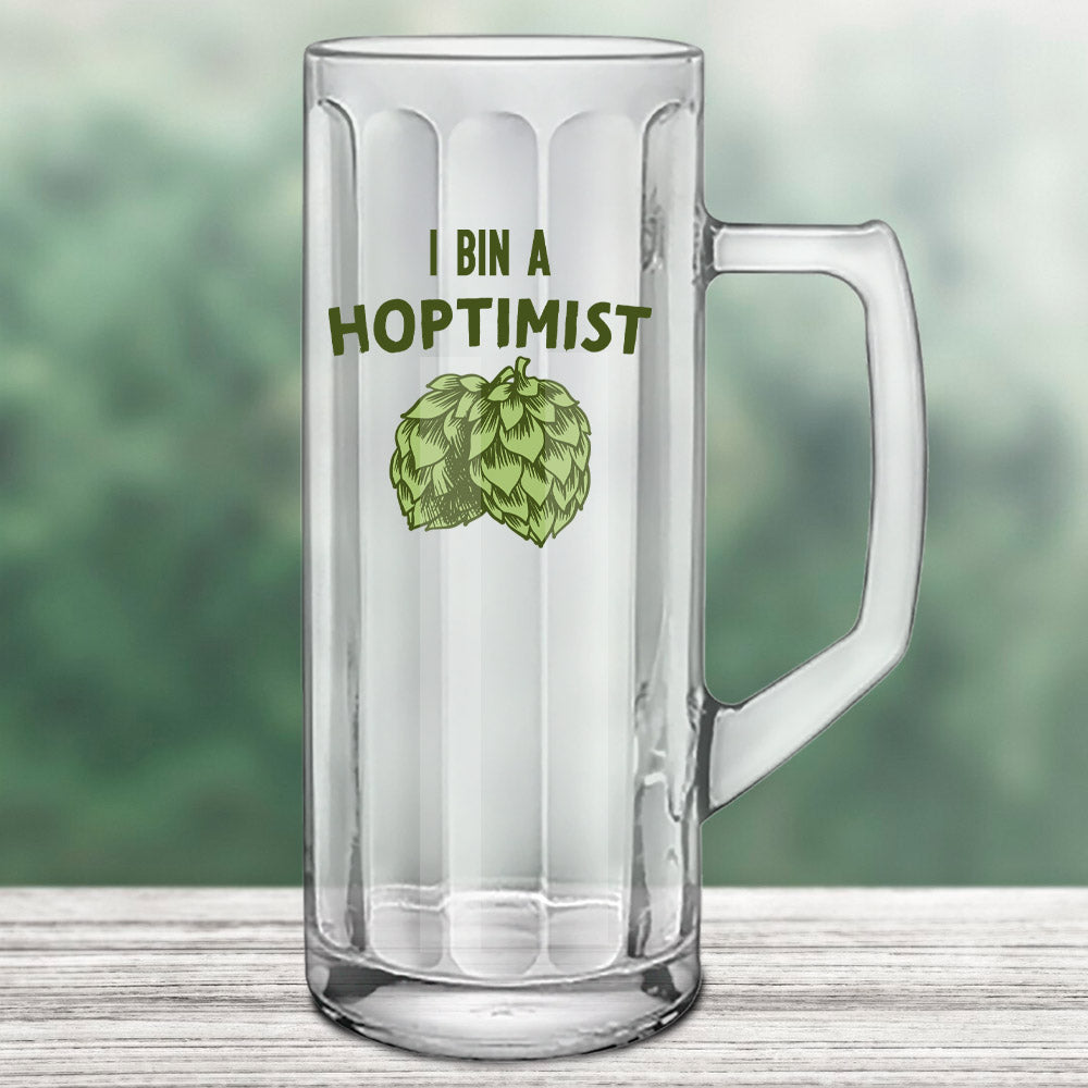 Glasseidel mit Facettenoptik 0,5 ltr und Druck "Ich bin Hoptimist"