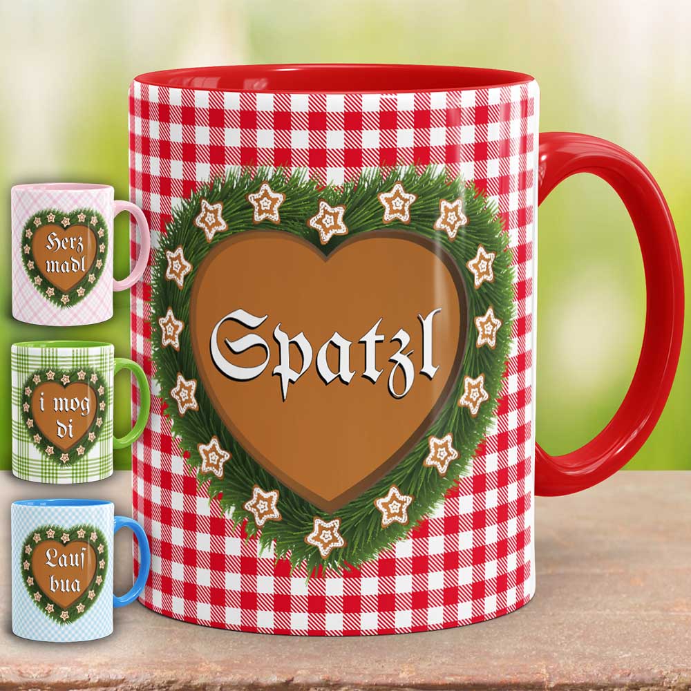 Tasse Lebkuchenherz in verschiedenen Henkel- und Innenfarben