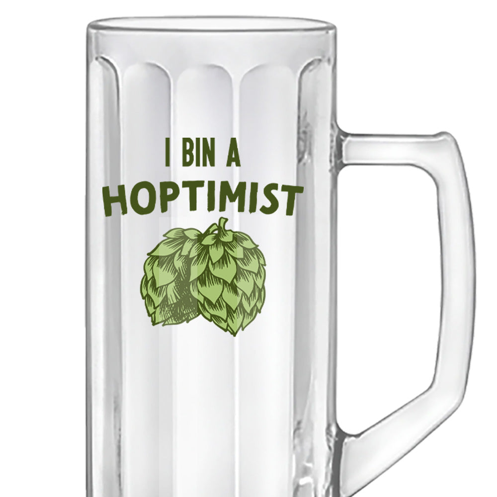 Glasseidel mit Facettenoptik 0,5 ltr und Druck "Ich bin Hoptimist"