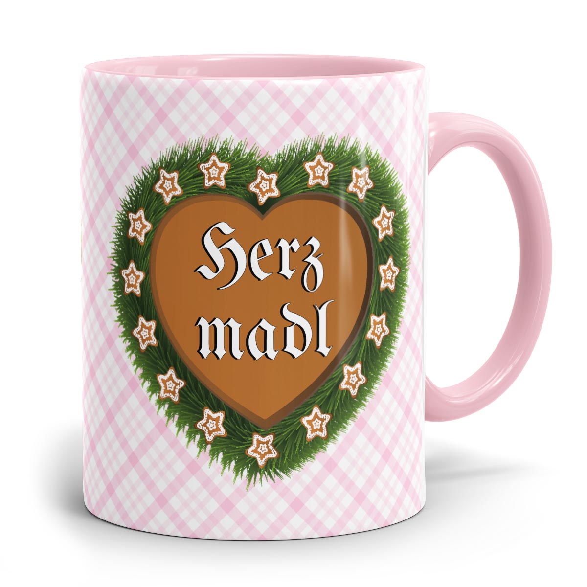 Tasse Lebkuchenherz in verschiedenen Henkel- und Innenfarben