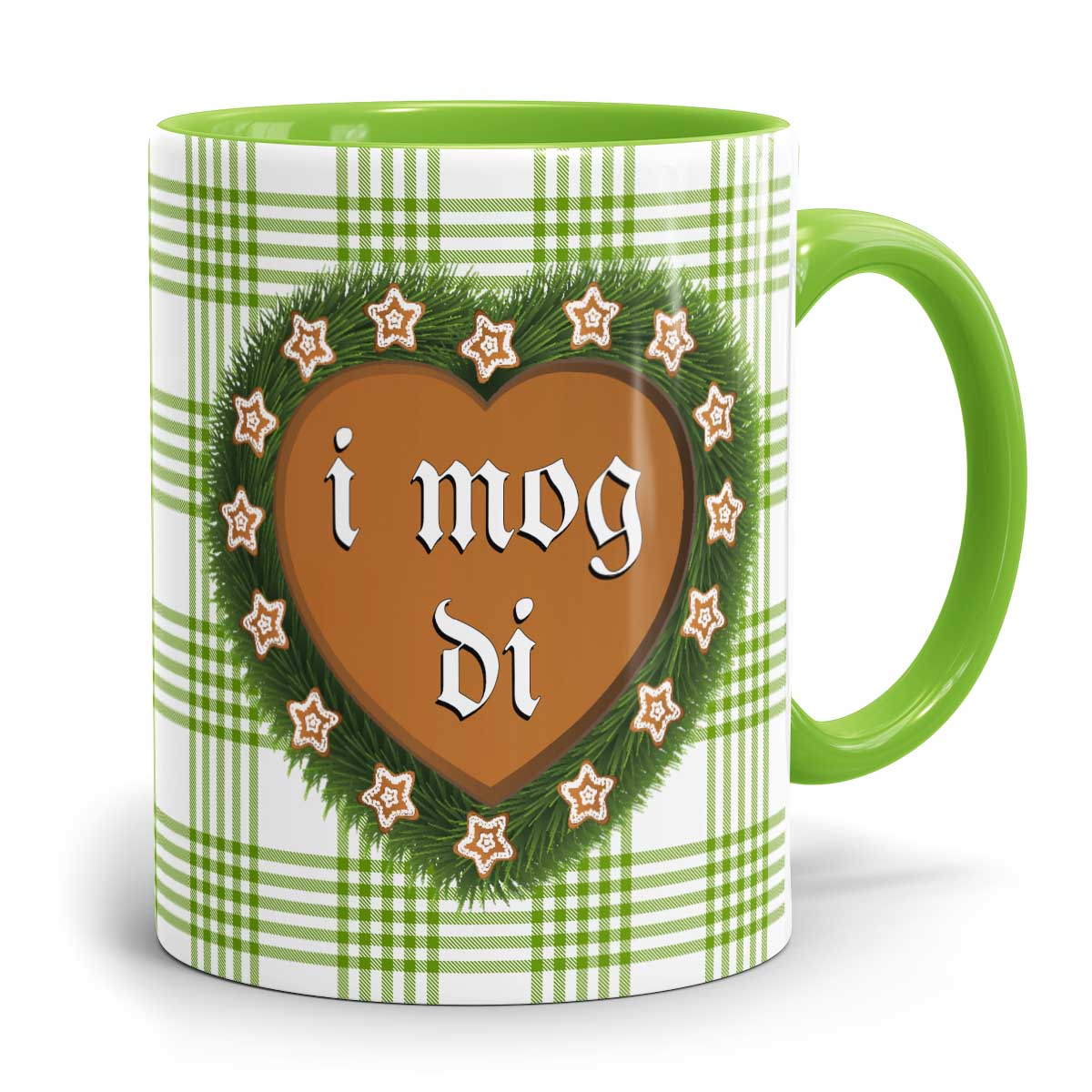 Tasse Lebkuchenherz in verschiedenen Henkel- und Innenfarben