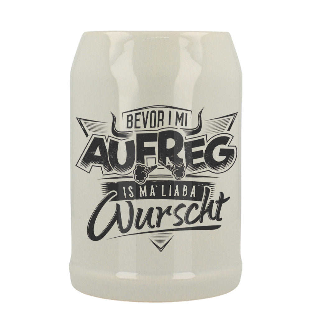 Bierkrug in grau 0,5 ltr. Bevor i mi Aufreg