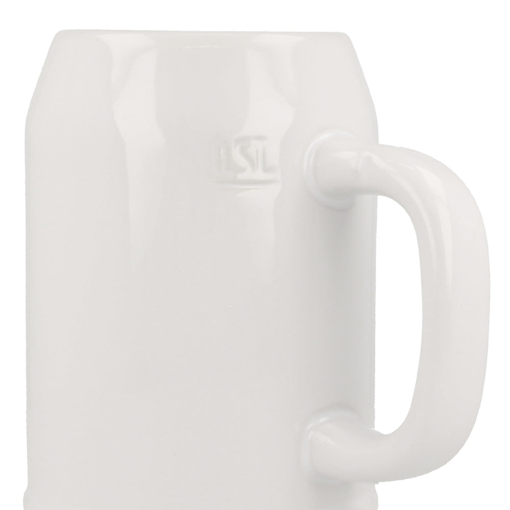 Bierkrug 0,5 weiß Alpenkuh mit Blumenkranz