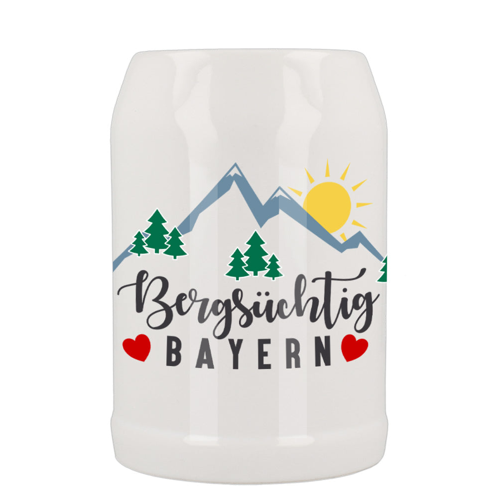 Bierkrug in weiß 0,5 Liter Bergsüchtig