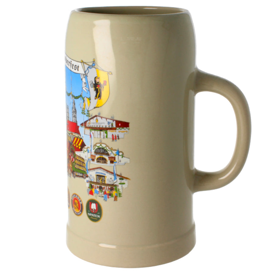 Bierkrug in grau 1ltr Oktoberfest Motiv