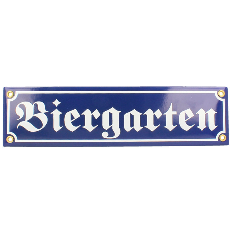 Hauptansicht Biergarten Schild aus Emaille