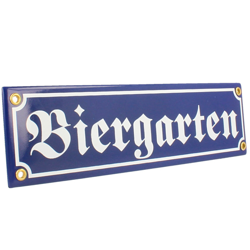 Emaille Biergartenschild in blau