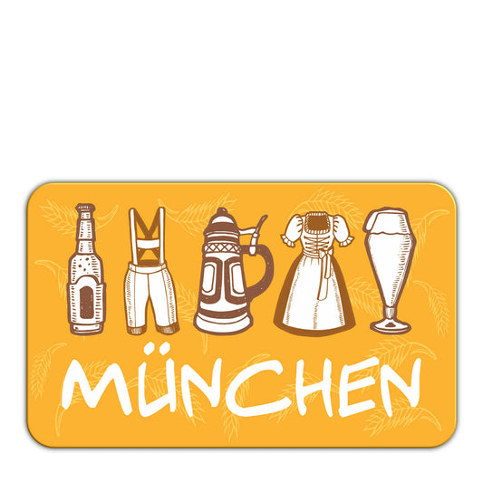 Magnet Sticker mit Schrift München und Symbole