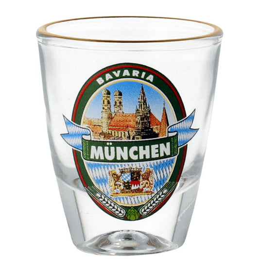 Schnapsglas München Brauerei von vorne