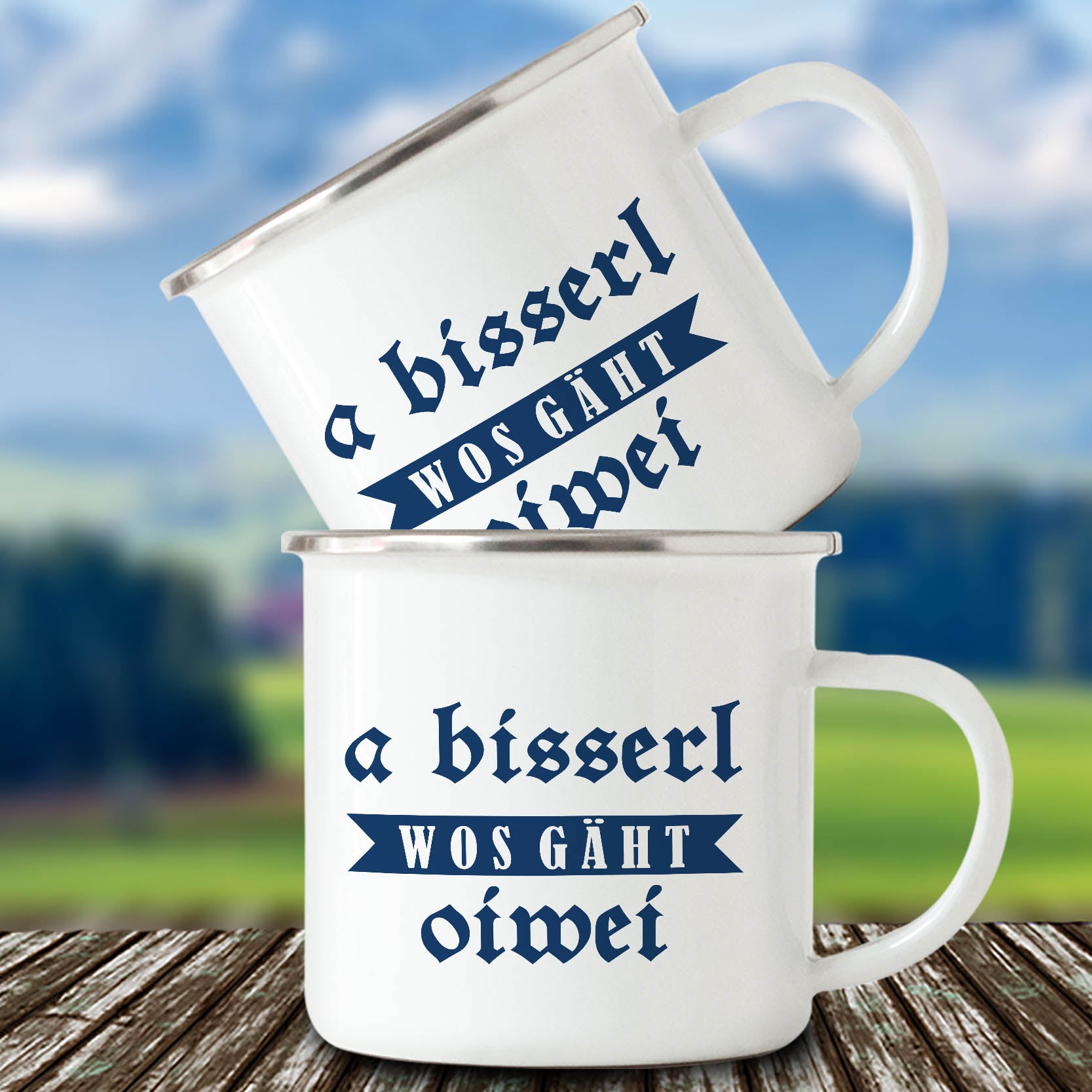 A Bissl wos Emaillebecher