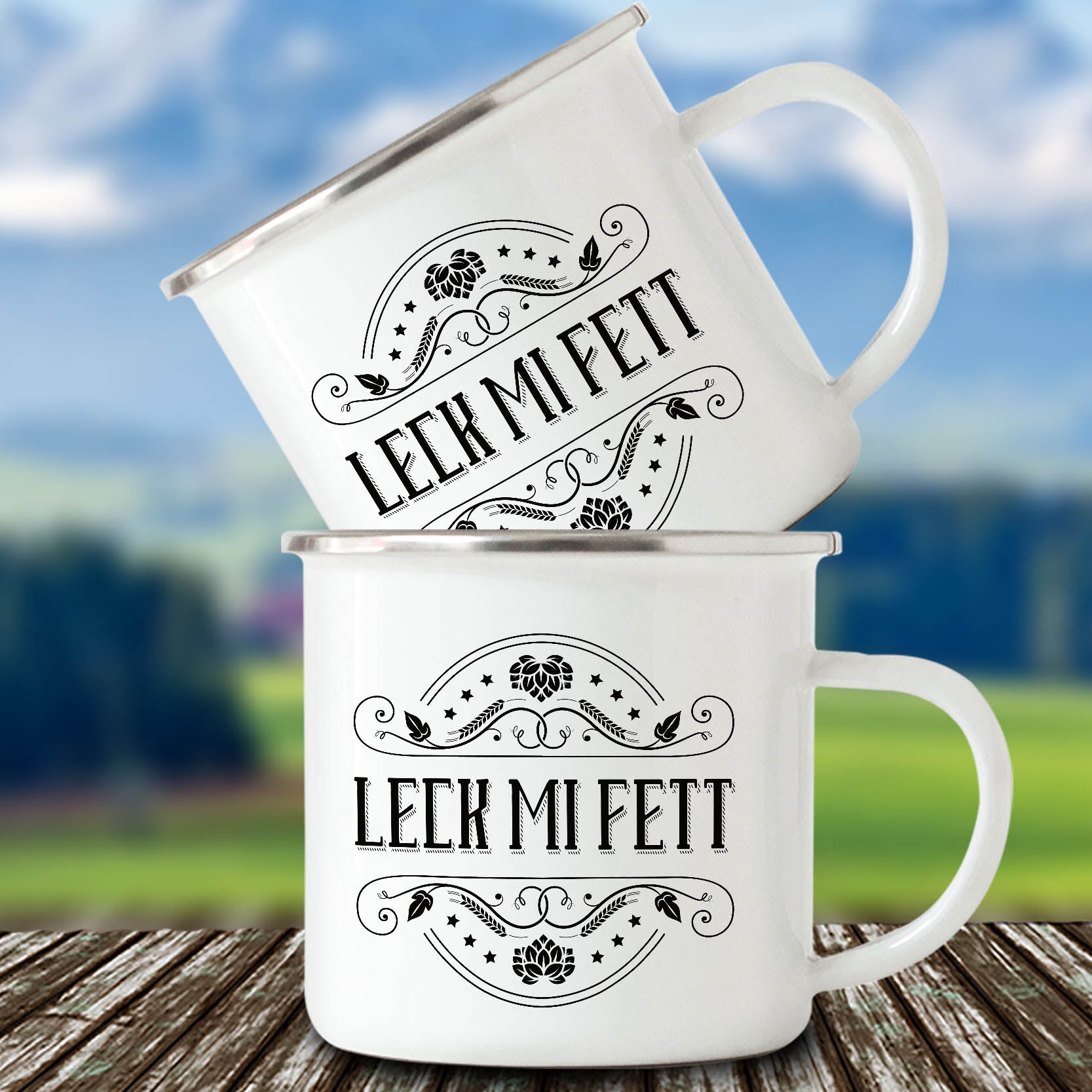 Emailletasse Leck mi Fett